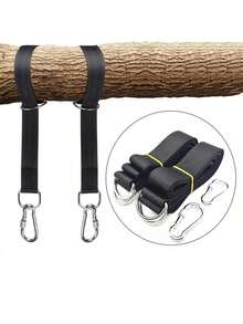 1/2/4pcs Sangles de suspension pour balançoire d'arbre robustes avec mousqueton (Taille 8 avec écrou), Sangles de hamac résistantes aux intempéries et faciles à installer, Convient pour suspendre l'équipement de camping et les sacs de sable, Accessoires d'extérieur, Cadeau de la fête des pères, Essentiels de camping - Noir - Voir 9