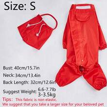 1pc Red Large Dog Rain Coat - Red - View 22
