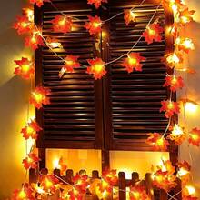 1pc Red Maple Leaf String Lights, Decorative Garland Lights, Suitable For Home, Halloween, Cloak, Room, Bedroom, Party, Festival, Garden, Wedding, Halloween Party, Thanksgiving Decoration, Autumn Decoration, Stair Railing Decoration - Maple Leaf Light String - View 4