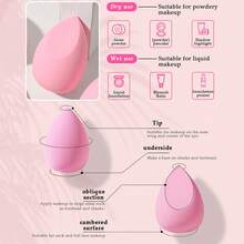 12Pcs Pink Makeup Sponge & Powder Puff Combo Set, Multi-Size Teardrop Blending Sponges, Heart Square Finger Puffs & Triangle Velvet Puffs, Wet Dry Dual Use For Foundation, Concealer & Loose Powder - Multicolor - View 6