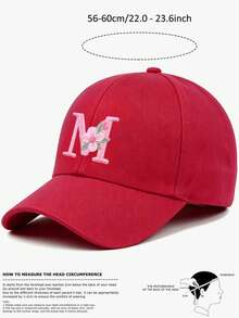 1件女款客製化A-Z字母棒球帽，輕量棒球帽，時尚休閒遮陽帽，適合戶外運動與日常穿著，夏季海灘 - 紅色 - 查看 9