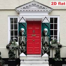 2pcs Halloween Porch Banner, Blood Hand Zombie Skeleton Witch Gothic Hanging Flag, Front Door Decor, Indoor Outdoor Yard Garage Farmhouse Horror Party Decor, Spooky Creepy Scary Gothic Holiday Supplies, Halloween Themed Decorative Hanging Banner - Halloween Couplets - View 10