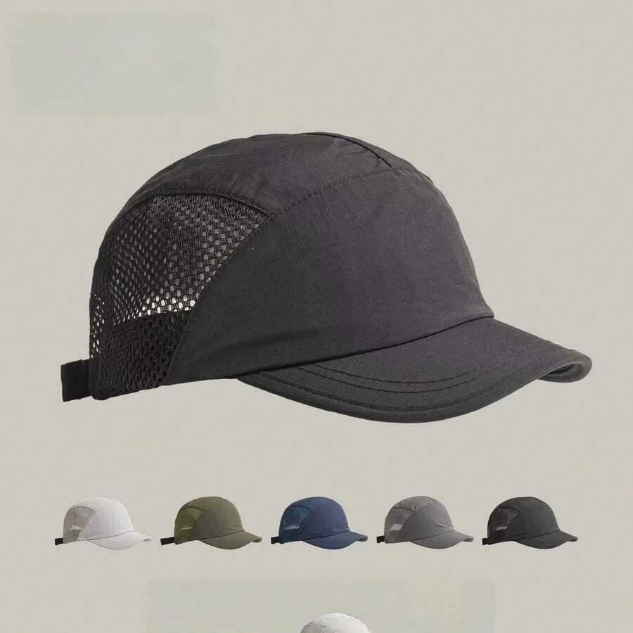 1 buah Topi Baseball Pria Model Mesh Patchwork Cepat Kering, Topi Lari Ringan dan Lembut, Topi Olahraga Luar Ruangan yang Bernapas dan Melindungi dari Matahari, Topi Ayah dengan Pinggiran Melengkung yang Dapat Diatur, Penting untuk Mendaki, Santai, Bersepeda, Cocok untuk Berbagai Acara - A - View 1