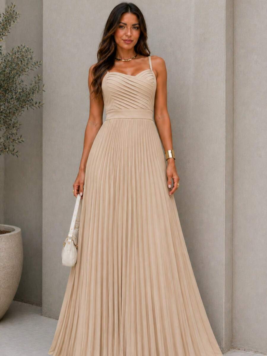 Women Long Dresses - Beige - View 1