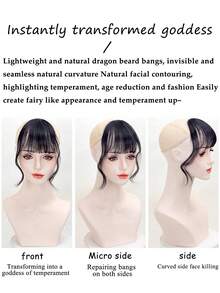 Synthetic Hair Clip In Double Sideburns Dragon Whiskers Bangs Invisible Front Fringes Clip In Hair Air Fake Hair Bangs For Girl - Multicolor - View 6