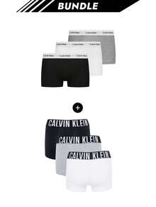 Calvin Klein [Bundle] Modern Cotton 3 Packs Boxers + Hip Brief 3 Packs Men's Boxer Briefs - Grey/ White/ Black+Black/ Grey/ White - View 1