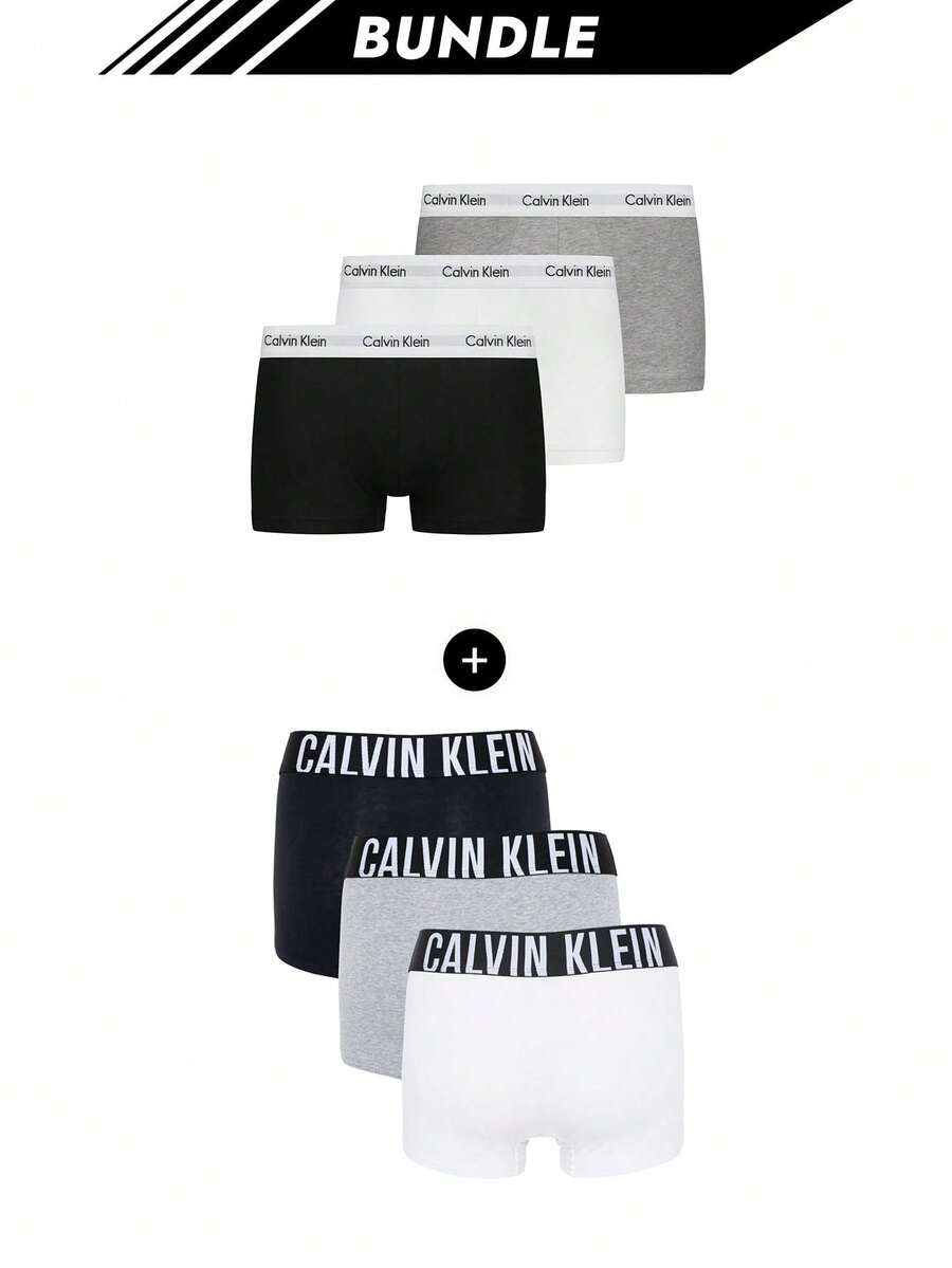 Calvin Klein [Bundle] Modern Cotton 3 Packs Boxers + Hip Brief 3 Packs Men's Boxer Briefs - Grey/ White/ Black+Black/ Grey/ White - View 1