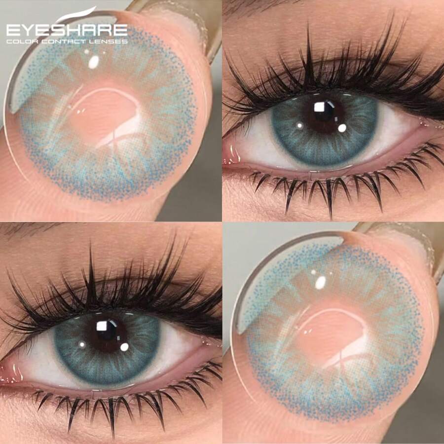 EYESHARE EYESJARE 1對彩色隱形眼鏡 高品質藍色鏡片 灰色眼隱形眼鏡 時尚綠色眼鏡片 適合婚禮、情人節禮物 6個月拋棄式 14.2mm 適用於日常約會與節日活動