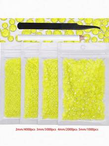 4袋 2-5mm 10,000顆樹脂水晶水鑽，適用於手工藝、衣物與布料，皇家藍平底寶石，深藍色平底水鑽，混尺寸大包裝，非熱熔，手工DIY手機殼、應援扇用（附黑色鑷子 + 白色點畫筆） - 多色 - 查看 43