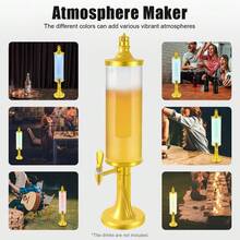 3 Liters Tower Beer Dispenser Beverage Beverage Ice Tube Tap Water Bar Party LED Lights Icicle - - Default - View 5