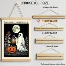 1pc Cute Ghost Canvas Wall Art Decor Spooky Halloween Poster Retro Pumpkin Print Gothic Moonglow Painting Aesthetic Hanging Picture Funny Quote Artwork For Bedroom Living Room Holiday Home Decor Unframed /Framed/Wooden Hanging - Pattern - View 13