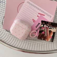 Pink Polka Dot Minimalist Design Earphone Case + Hanging Ring Set Compatible With Apple Pro 2/ Pro/ 4/ 3/ 2 - Pink - View 4