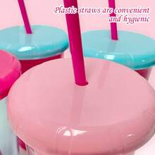 Miniso Barbie Plastic Tumbler 4-Piece Set Of 520mL Straw Plastic Cups Fashionable Water Bottle Versatile Coffee Cup For Outdoor Travel Or School(1 PC) - Multicolor - View 7