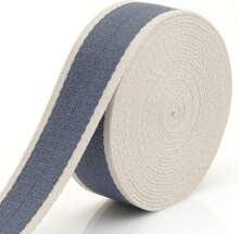 CRAFTMEMORE 1 1/2 Inches Cotton Webbing Strap, Two Tone Heavy Webbing Straps For Arts And Crafts, Luxury Bag Strap (2 Yards, Blue-Ivory) - ColorA - View 1