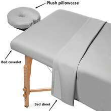 3-Piece Microfiber Massage Bed Set, Includes Bed Cover, Flat Sheet And Face Pillowcase, Washable SPA Bedding, Suitable For Beauty Salon, Tattoo Studio And Eyelash Studio, Available In White, Black And Gray - Multicolor - View 6