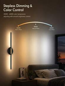 50/63/71cm High-End Magnetic Strip Wall Light, Remote Control Dimmable & Color Temperature Adjustable, Type-C Rechargeable No-Drill Wireless Wall Lamp, Gold Modern Linear Wall Light, Suitable For Bedroom, Living Room, Study, Staircase Decoration - Multicolor - View 5