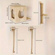 1pc Vertical Cat Climbing Tree, Wall-Mounted Cat Scratching Rope, Made Of Sturdy Natural Sisal Rope, Designed For Indoor Use. This Space-Saving Pet Exercise Toy Includes A Secure Wall Hook, Encouraging Physical Activity And Mental Engagement - Multicolor - View 7