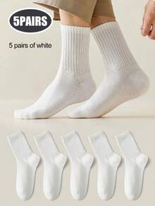 5/10 Pairs Pure Cotton Odor-Resistant Mid-Calf Socks - Multicolor - View 11