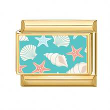 1 pieza Módulo de pulsera de resorte cuadrada de acero inoxidable dorado de la serie Elemento Oceánico, accesorio modular DIY para hombres y mujeres - Flores frescas - Ver 25