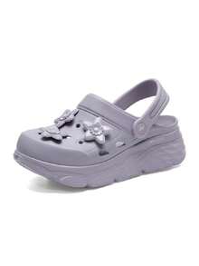 Skechers Women's Sports Sandals/Slides MAX CUSHIONING FOAMIES Lightweight Thick Sole Breathable Floral Perforated Sandals 111675-LAV - Lavender - View 3