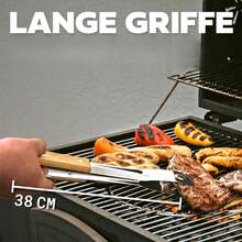 Komplett grillset i rostfritt stål med förvaringsväska, inklusive grilltång, stekspade, köttgaffel och rengöringsborste för trädgårdsgrillen - 5 st - Visa 2