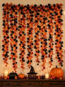 3pcs Artificial Maple Leaf Vines, Suitable For Home Decor, Bedroom And Living Room Decoration, Door Decor, Window Decor, Tabletop, Staircase Decoration, Party Decor, Yard And Garden Decoration, Autumn Decor, Halloween Decor, Gifts - Multicolor - View 1