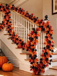 3pcs Artificial Maple Leaf Vines, Suitable For Home Decor, Bedroom And Living Room Decoration, Door Decor, Window Decor, Tabletop, Staircase Decoration, Party Decor, Yard And Garden Decoration, Autumn Decor, Halloween Decor, Gifts - Multicolor - View 5