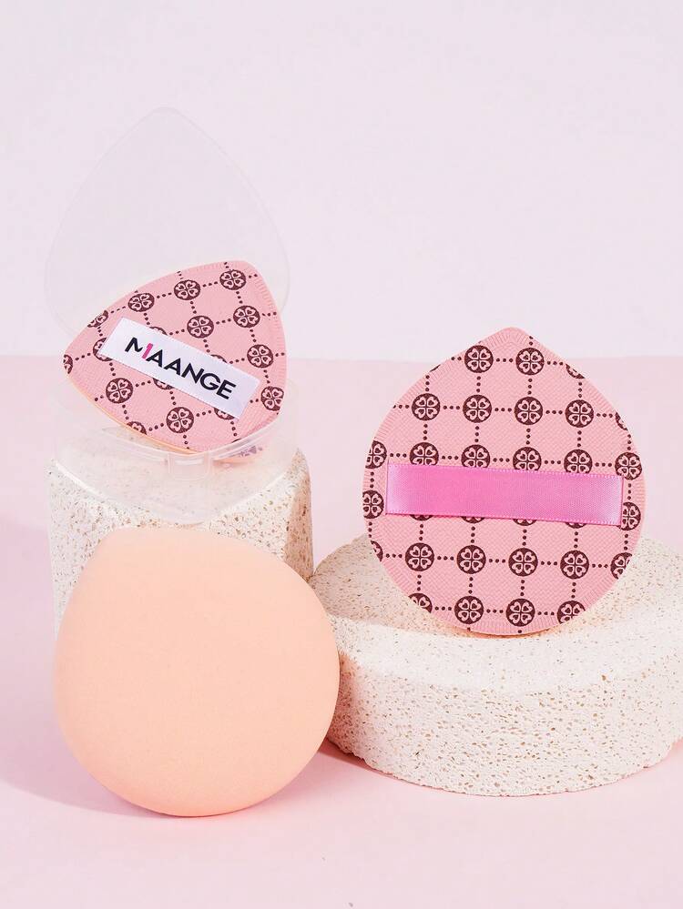 MAANGE 3pcs Professional Triangle Powder Puffs, Suitable For Wet Use, Soft And Skin-Friendly, Portable. Perfect For Travel, Makeup, Home Decor, Vanity, Bedroom, Makeup Supplies, Powder Puffs, Makeup Sponges, Etc. Affordable Price, Ideal Choice For Christmas Or Holiday Gifts. - Multicolor - View 1