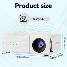 MOMAN Full HD 有線迷你便攜式投影機,無 WiFi/藍牙,有線手機連接,內建喇叭,EU/UK/US/AU 插頭,適用於居家、辦公室、旅行 - 白色 - 查看 6