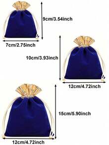 3pcs Black Red Burgundy Blue Valentine's Day Wedding Party Favor Plush Drawstring Gift Bags, Single-Sided Plush Gold Trim, Plush Packaging Bags With Straw And Earphone, Small Commercial Supplies - Multicolor - View 10
