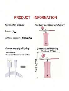 AXH. Portable Airbrush Kit (With Compressor) - Handheld Professional Airbrush Set With Compressor, Suitable For Painting, Tattoo, Nail Art, Model Painting, Makeup, Cake Decorating, Beauty And Personal Care, USB Rechargeable (Built-In Battery), Fragrance-Free - Multicolor - View 8