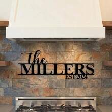 1pc Customized Metal Surname Sign, Metal Family Name Plaque, Garage Sign, Family Name Display Board, Customized Indoor/Outdoor Wall Decor, Garden Sign, Weather-Resistant Metal Material, Modern Horizontal Design Suitable For Front Door Decor, Outdoor Garden Art, Housewarming Gift - Multicolor - View 5