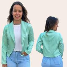 Blazer Feminino Plus Size Alfaiataria Social Premium Plus Size Moda Evangelica Elegante Casual - verde pistache - Visão 3