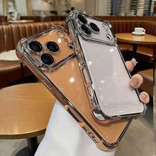 2件組 [金色 + 銀色] 高級奢華電鍍手機殼，適用於 iPhone 17 Pro Max/17 Pro/17/16 Pro Max/16/16 Pro/16 Plus/15/15 Pro Max/15 Pro/15 Plus/11/12/13/14 Pro Max/11 Pro/11 Pro Max/12 Pro/12 Pro Max/13 Pro/13 Pro Max/7 Plus/14 Pro/14 Pro Max/14 Plus，軟殼四角加厚全包防摔保護套 - 兩個套裝[金色+銀色] - 查看 14