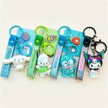 MINISO Sanrio Hangyodon 蒂爾色亮片掛繩鑰匙圈，可愛角色迷你公仔包飾吊飾，附 Hangyodon 標籤與蒂爾色夾扣鉤，背包手提包配件，開學季禮物 - 樣式 3 - 查看 6