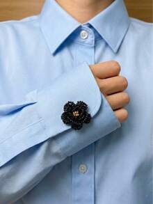 2/1pc Elegant Pearl Decorated Buttons, Shirt Button Cover Clips, Fashion Crystal Cufflinks, Suitable For Tuxedo And Wedding Dress Decoration - Multicolor - View 8