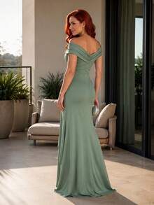 Long Emerald Dress, Blue, Green, Red, Marsala, Rose, Olive + Colors - 橄欖綠 - 查看 2