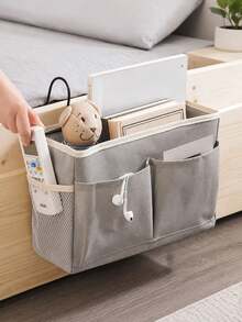 2pcs/1pc Multifunctional Dorm Hanging Storage Bag, Fabric Bedside Phone Organizer, Top Bunk Bedside Storage Tool, Student Sundries And Bed Sheet Hanging Basket, Dorm Storage Tool, Bedside Storage Bag, Storage Supplies - Multicolor - View 1