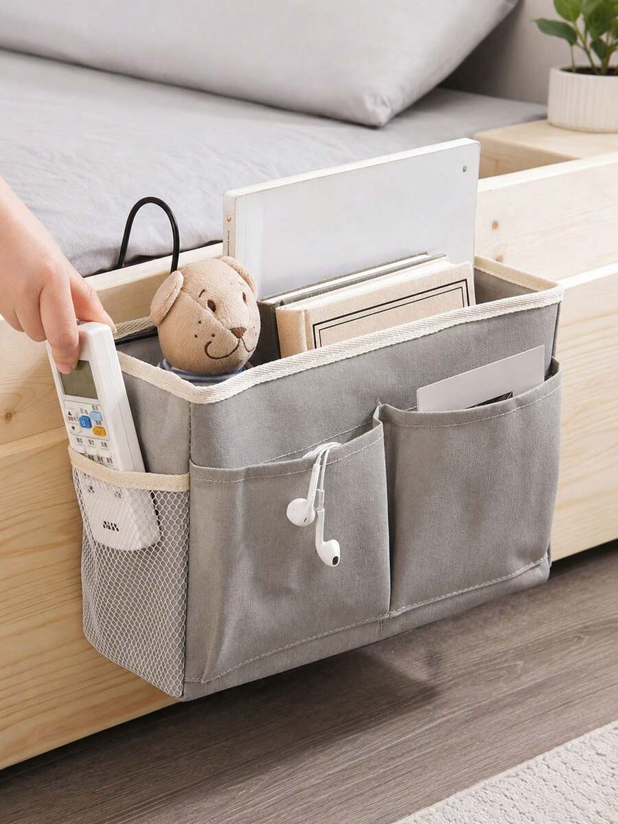 2pcs/1pc Multifunctional Dorm Hanging Storage Bag, Fabric Bedside Phone Organizer, Top Bunk Bedside Storage Tool, Student Sundries And Bed Sheet Hanging Basket, Dorm Storage Tool, Bedside Storage Bag, Storage Supplies - Multicolor - View 1