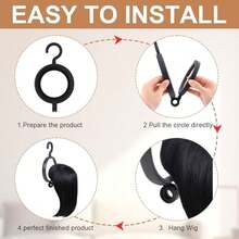 3 Packs Hanging Wig Stand Set, Foldable Hanging Wig Hanger Holder, Collapsible Wigs & Storage Rack,Hat Holder Wig Portable Organizer - View 8