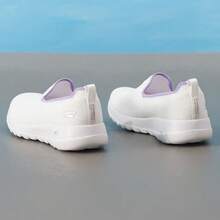 Skechers Women's Openwork Breathable Mesh Cloud Foam Sole Slip-On Cushioned Walking Shoes, Lightweight Sports Shoes - White - View 3