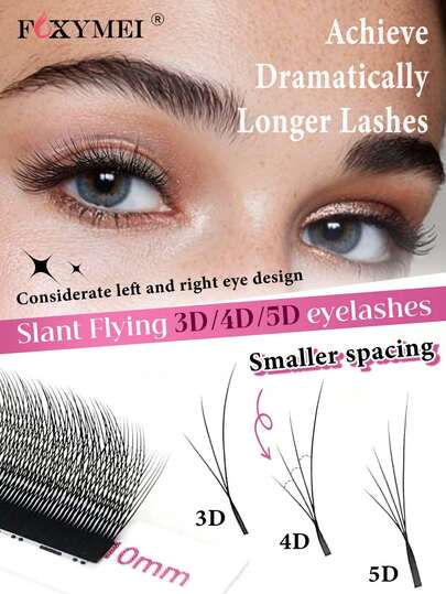 FOXYMEI 12Rows Fox W Shape Lashes 0.07 Tickness Volume Self Fanning Easy Fanning Lashes C/D Curl Wispy Premade Fans Eyelash Extension Eyetail Elongation Effect Manga Cat Eye Style High Quality Wholesale