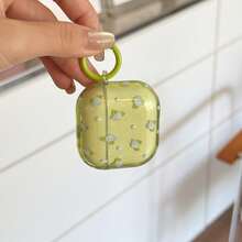 Fashion Creative Translucent Green Blue Flower Earphone Case With Hanging Ring For Airpods 4th Gen, Cute Earphone Cover For Apple 2nd Gen 3rd Gen New Protective Case Pendant Airpodspro 3 Korean Style Earphone Case Pro 2 Girls Earphone Case Protective Cover Spring Summer Earphone Case Birthday Gift Holiday Gift - Green - View 5