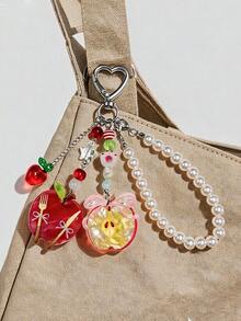 1pc Back To School Cute Bowknot & 5-Pointed Star Bead Decor Keychain Valentines - A - View 4
