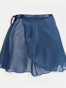 1pc Women's One-Piece Semi-Sheer Ballet Skirt, Lace-Up Waist, Long Beach Skirt For Gymnastics Practice, Performance, Training, Bodycon Wrap Skirt, Comfortable And Breathable - Multicolor - View 3