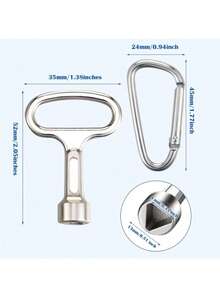 6/2PCS Kunci Serbaguna Segitiga Paduan Seng dengan Carabiner, Alat Pembuka Darurat Tahan Korosi untuk Meter Listrik, Gas, Pipa Air, Kabinet, dan Katup - A - View 3