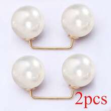 2pcs Pearl Jeans Ankle Clip, Chest Anti Light Needle, Anti Stepping Slipper Buckle, Pants Length Adjuster - White - View 11