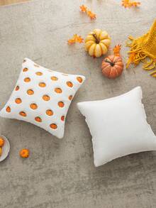 Homemorelove 1/2pcs PV Velvet Small Pumpkin Embroidered Pillow Case, Autumn Decor, Thanksgiving, Halloween Atmosphere Home Decoration Throw Pillow, Suitable For Living Room, Bedroom, Sofa, Pillow Insert Not Included - Bleached Rabbit Fur Bright Orange - View 4