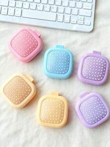 1 pièce Brosse à cheveux carrée pliable en plastique pastel kawaii avec miroir intégré, mini peigne de poche portable pour démêler les cheveux avec coussinet, accessoire de coiffure antistatique, indispensable pour les voyages, l'utilisation quotidienne, les rendez-vous, le camping, les activités de plein air et les vacances - Plusieurs styles - Voir 6