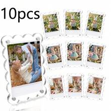 10 buah Bingkai Foto Magnetik Akrilik Ukuran 2,36 x 3,54 Inci dengan Tepi Bergelombang, Album Foto Kartu Bintang K-Pop, Bingkai Magnetik Dua Sisi untuk Kulkas/Loker - pola gelombang - View 12